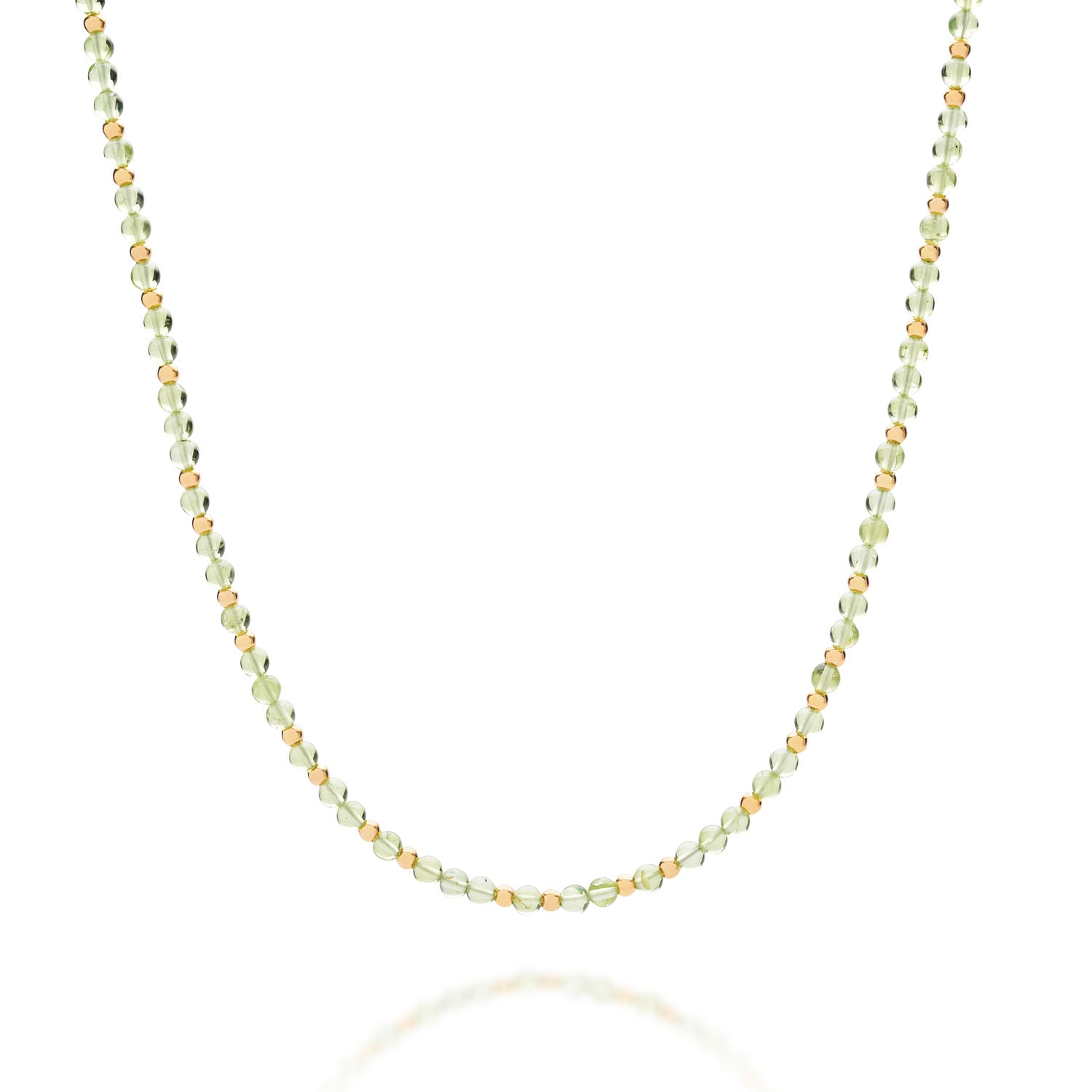 Nellou Jewellery Women's Green / Gold Jewel Bead August Birthstone Necklace Gold Plated Sterling Silver - Peridot In Multi