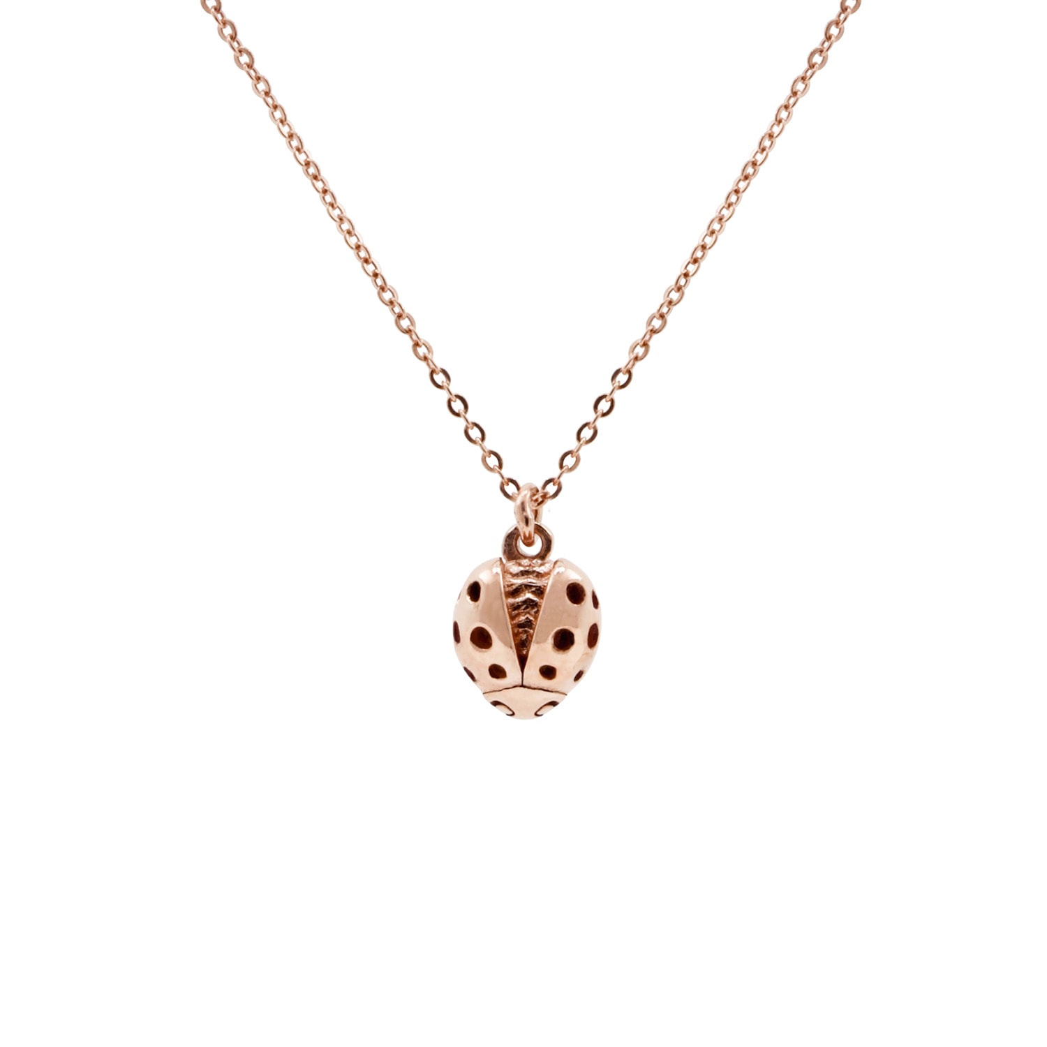 Ladybird Necklace - Rose Gold -Wings Open Lee Renee