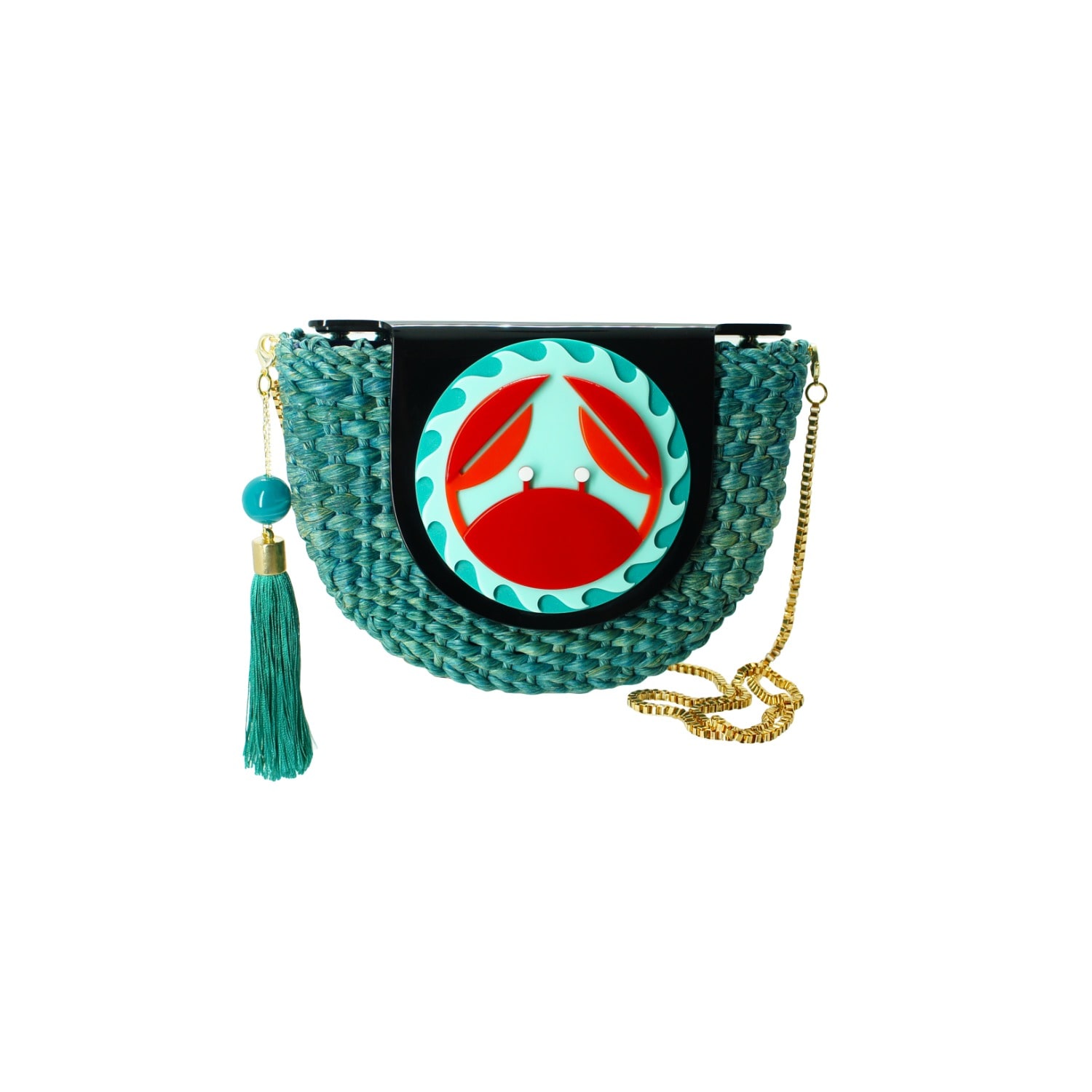 Gissa Bicalho Women's Red / Green Handmade Acrylic Bag Half Moon Siri Red In Multi