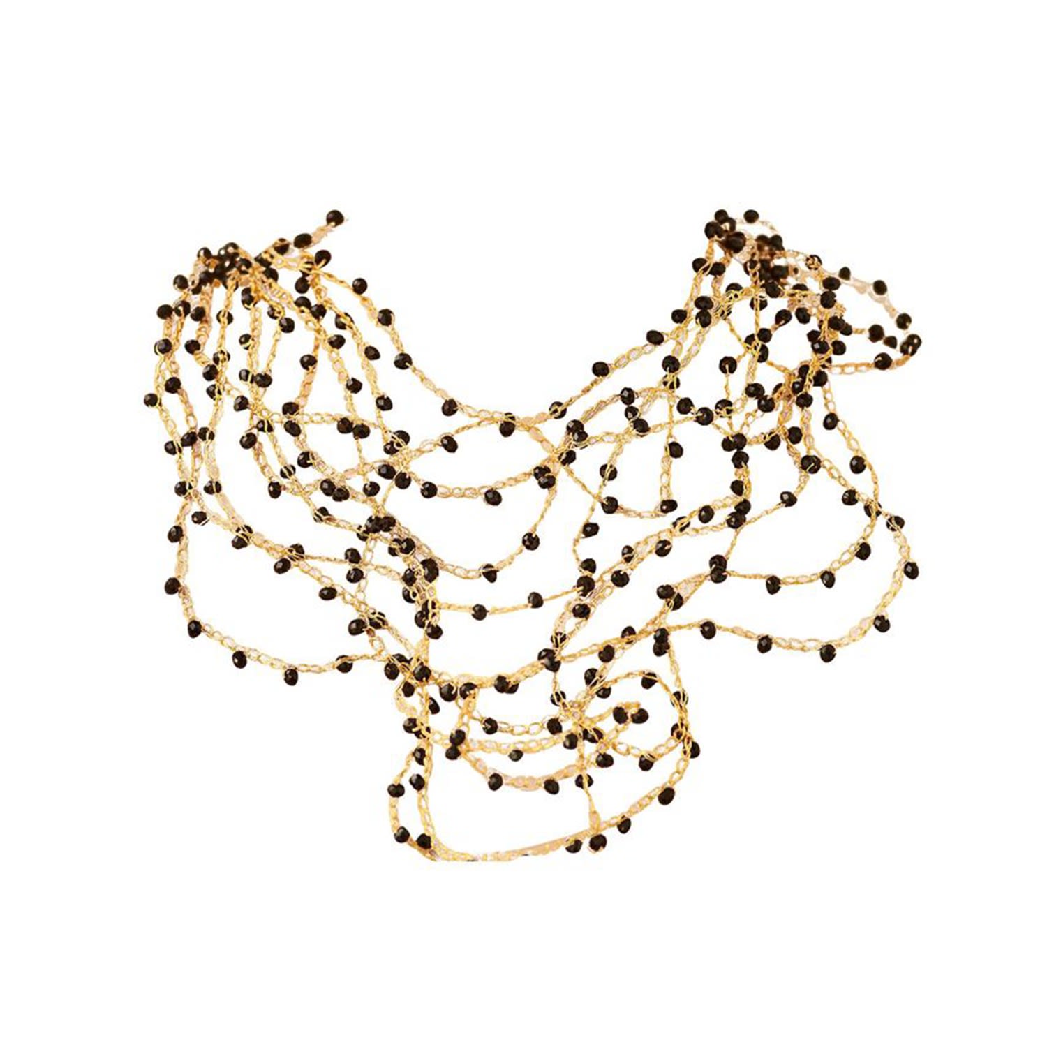 Lavish By Tricia Milaneze Women's Black & Gold Multi Strings Handmade Necklace In Black