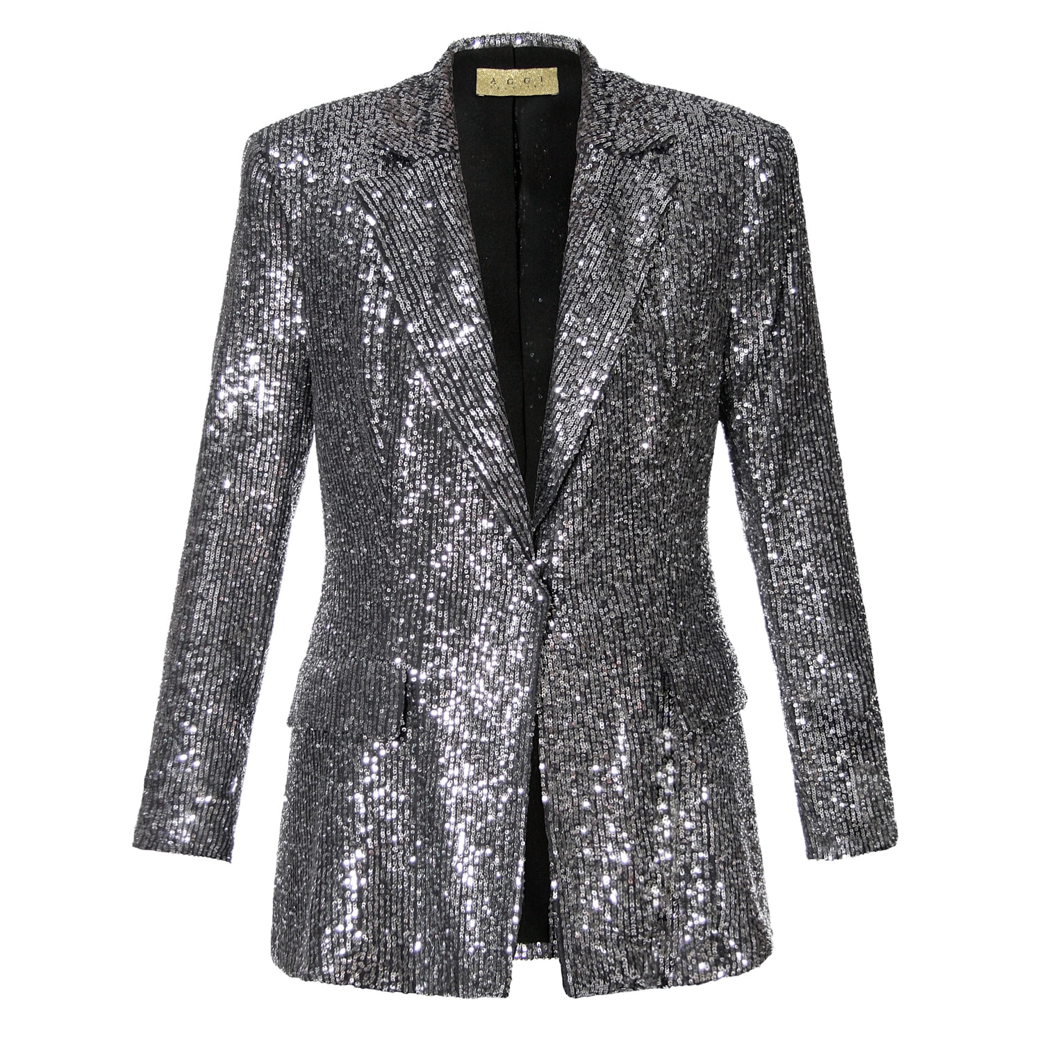Aggi By Halewski Women's Luna Silver Diamond Sequin Blazer In Silver