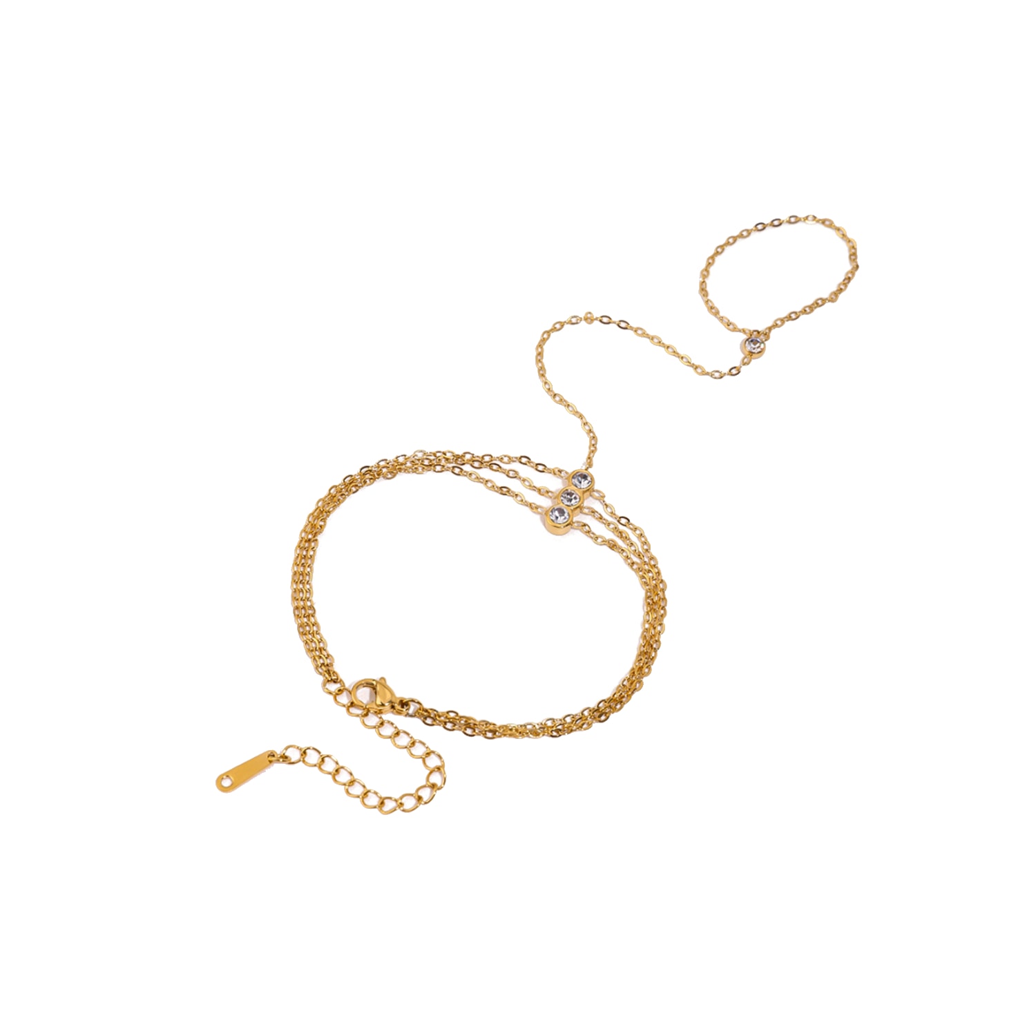 Decolet The Label Women's Gold Three Layer Zircon Hand Chain