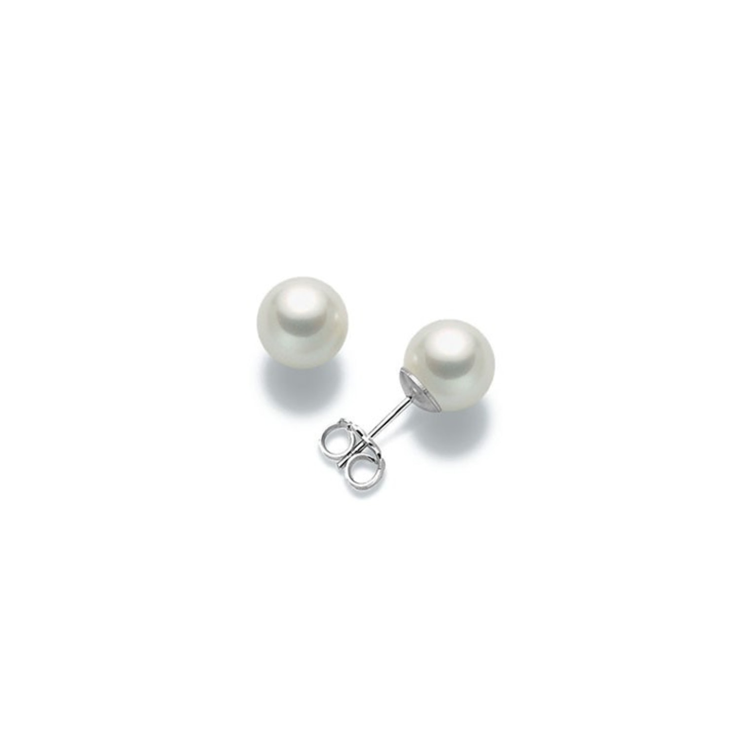 Unaloe Women's Elegant Eighteen Carat White Gold Stud Earrings With Natural Freshwater Pearls Timeless Luxu