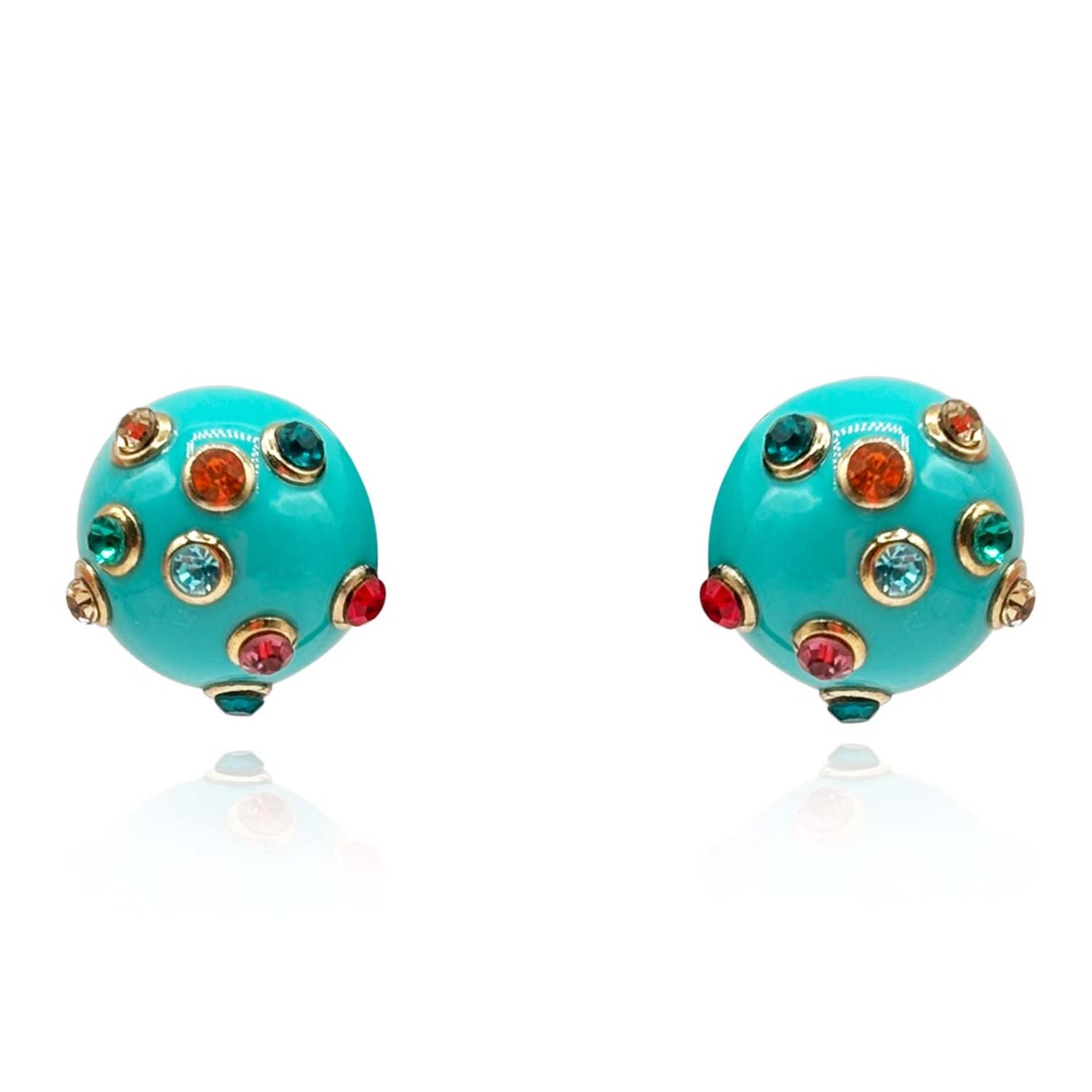Michael Nash Jewelry Women's Blue Turquoise Resin Studded Button Earring In Blue