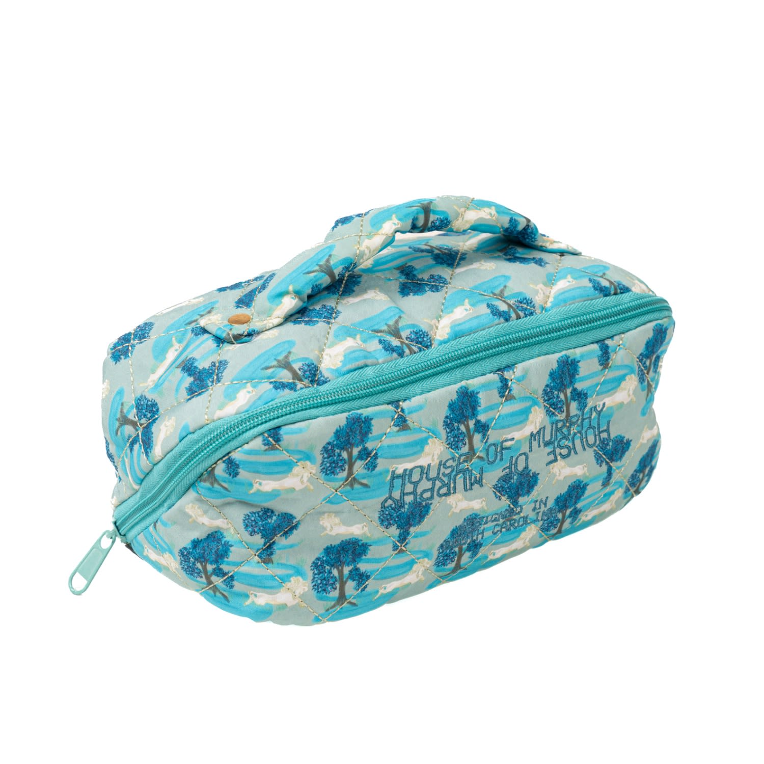 Women's Blue Quilted Riverside Dance Cosmetic Bag | One Size | House of Murphy