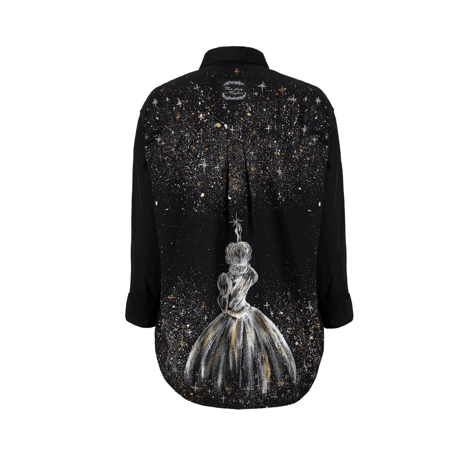 Madlen Women's Black Girl With The Star Hand Painted Shirt In Black