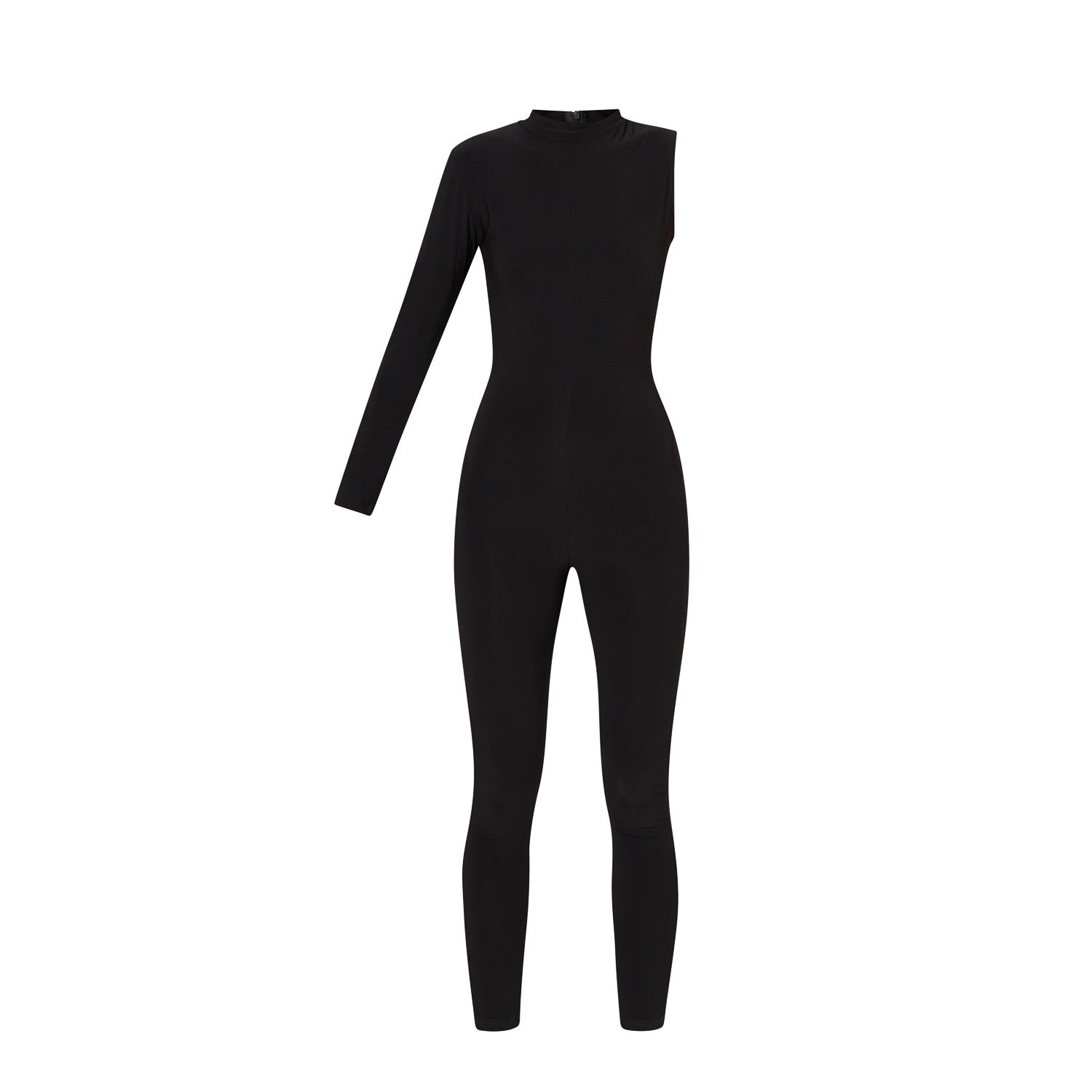 Women’s Black Asymmetrical Long-Sleeved Jumpsuit Medium Lia Aram