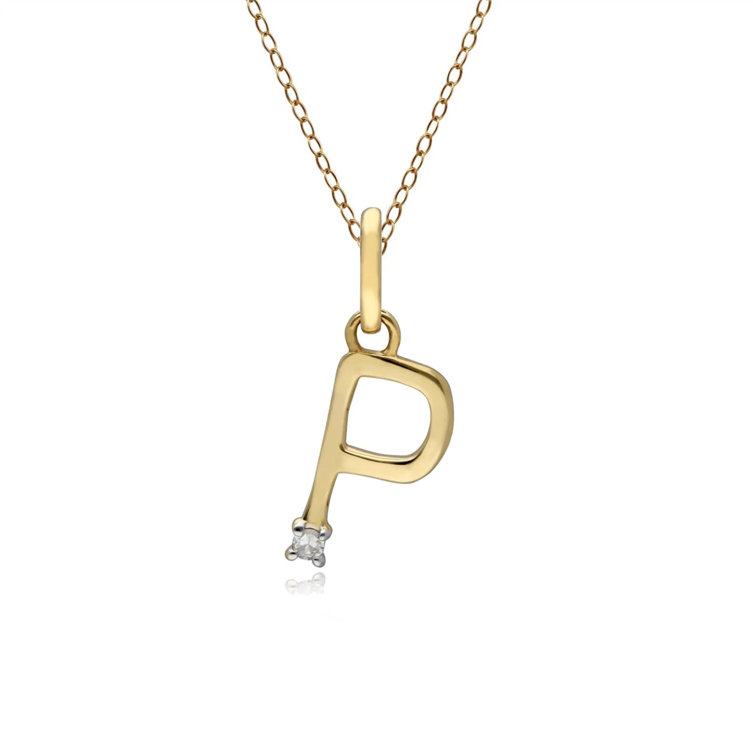 Women’s Initial P Diamond Letter Necklace In Yellow Gold Gemondo