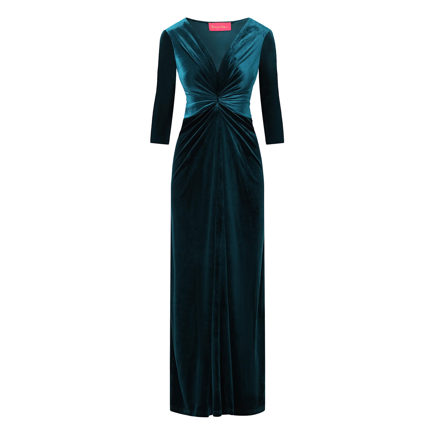 Women’s Blue Teal Velvet Maxi Lola Dress Small Beatrice Von Tresckow