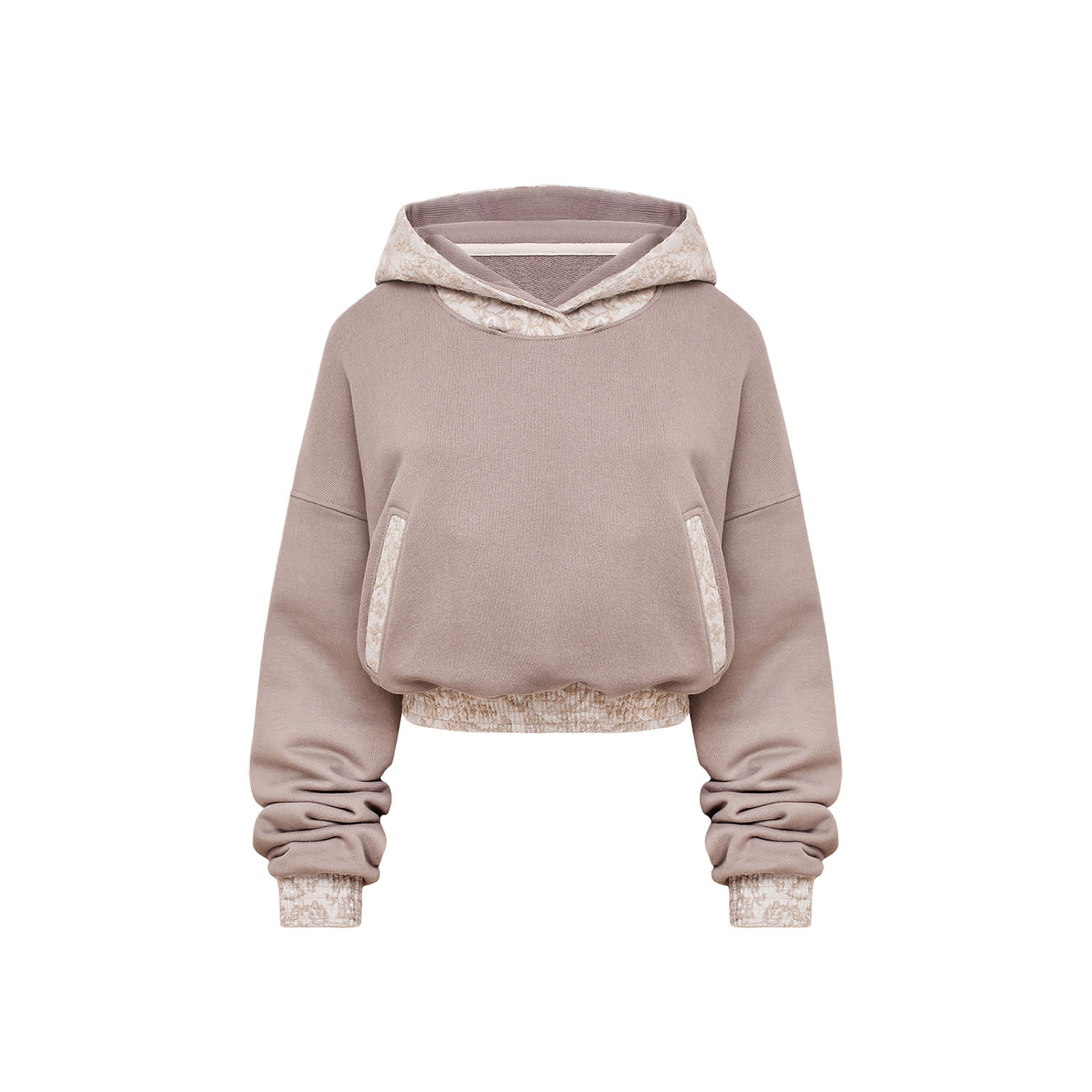 Mandragora Women's Neutrals / Brown Cotton Beige Sweatshirt With Jacquard Detailing - Lantre In Brown