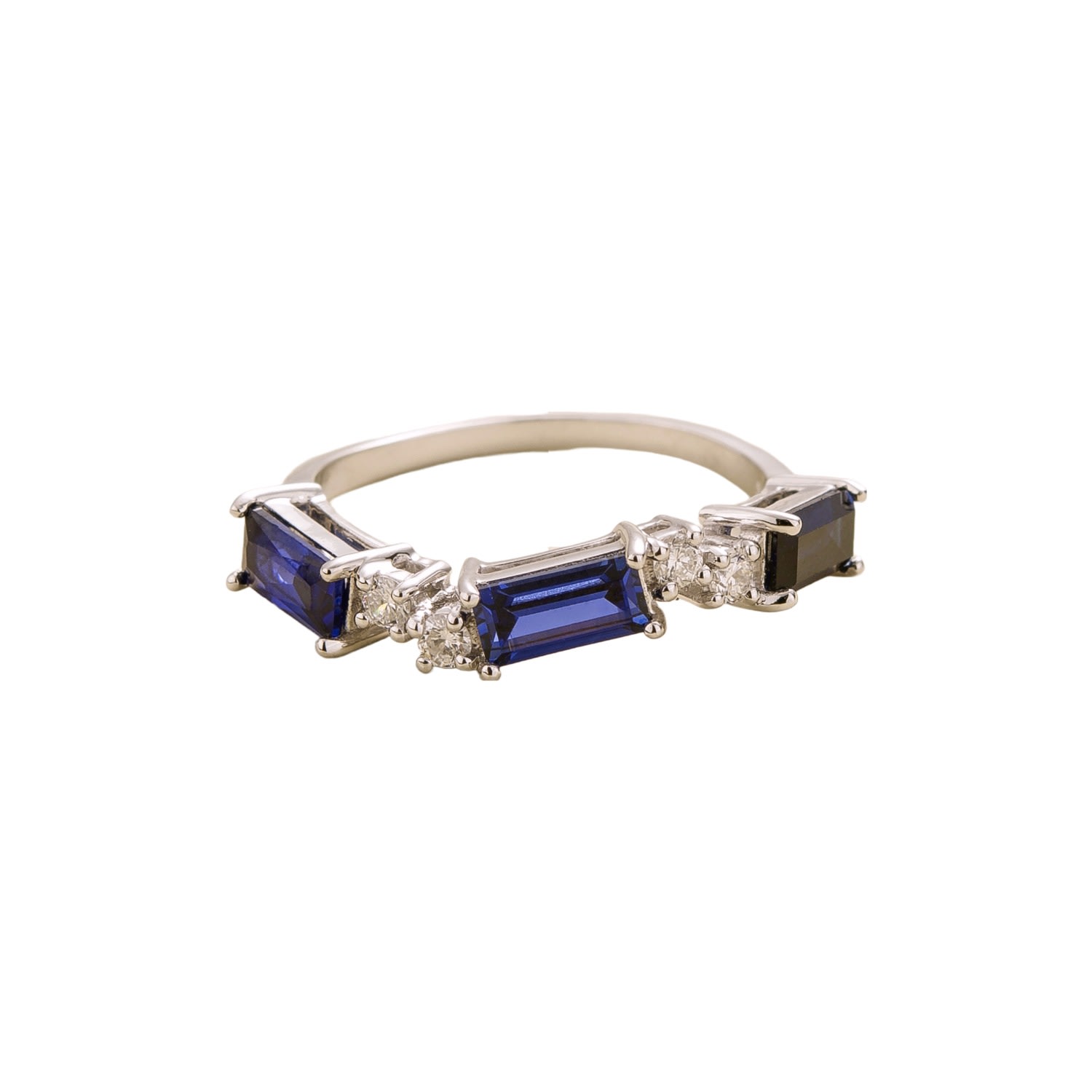 Women’s White / Silver / Blue Forma Ring In Blue Sapphire & Diamond White Gold Juvetti