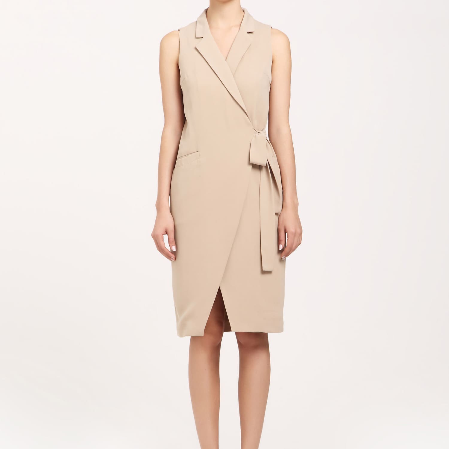 beige tuxedo dress