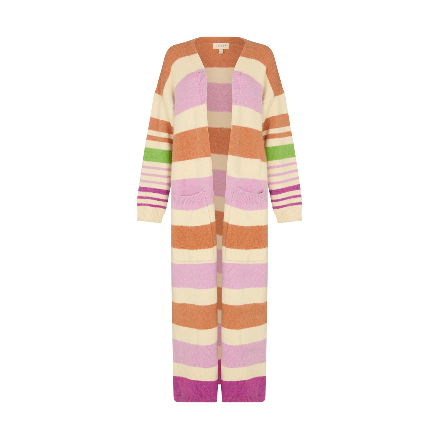 Raffya Women's Blondie Long Line Rugby Stripe Print Cardigan In Multi In Multi