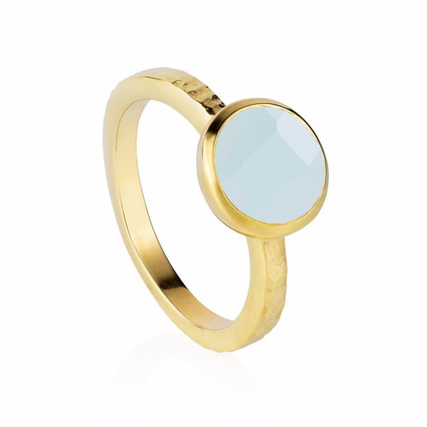 Neola Estella Gold Stacking Ring With Aqua Chalcedony In Stacking