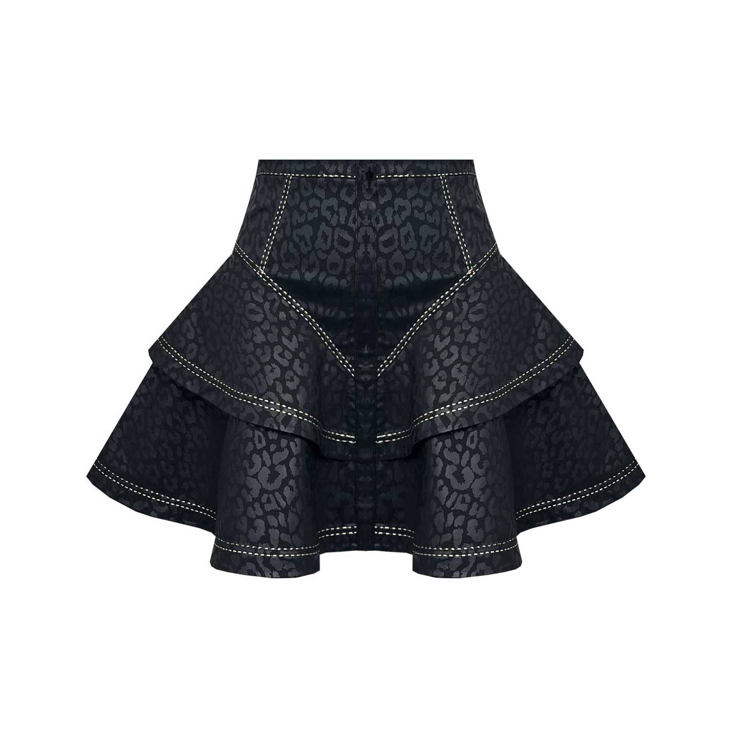 Copurs Women's Black Dasha Leopard Print Skirt In Black
