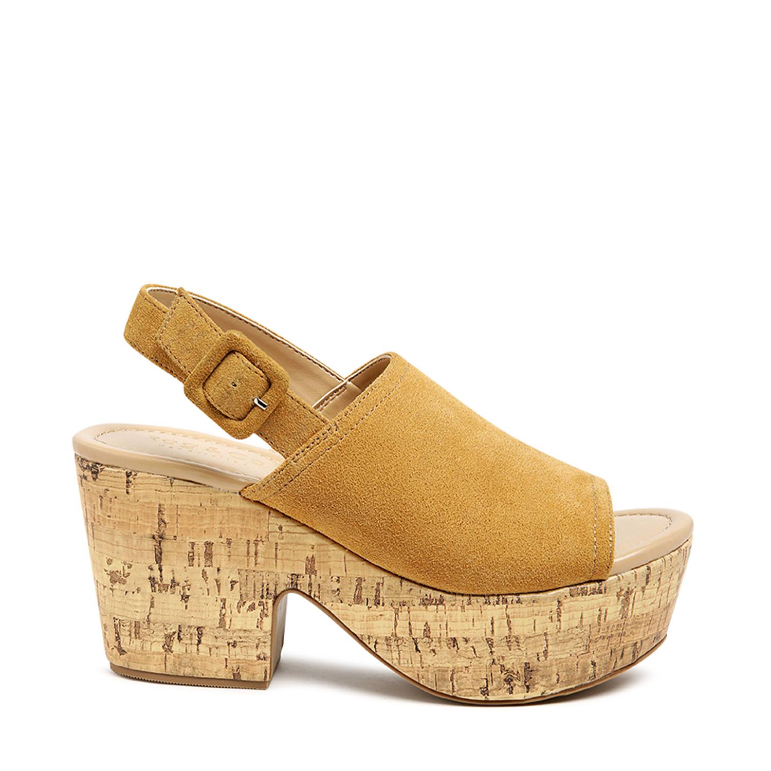 Rag & Co Women's Brown Vendela Leather Slingback Platform Sandal In Tan By