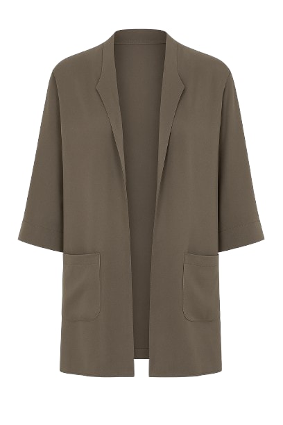 Conquista Women's Green Open Front Khaki Cardigan In Green