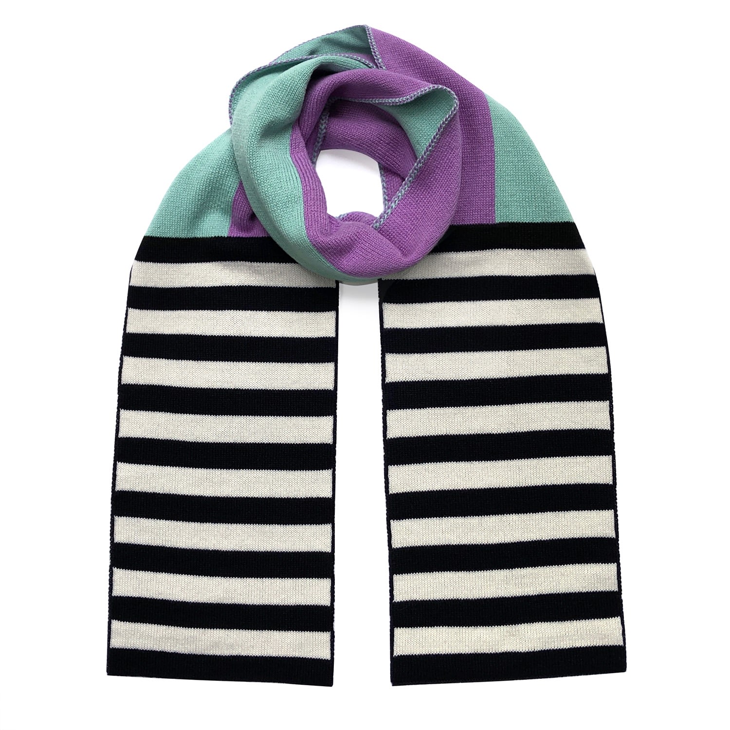 Ingmarson Women's Orange Multicolour Stripe Pastel Wool & Cashmere Scarf In Orange