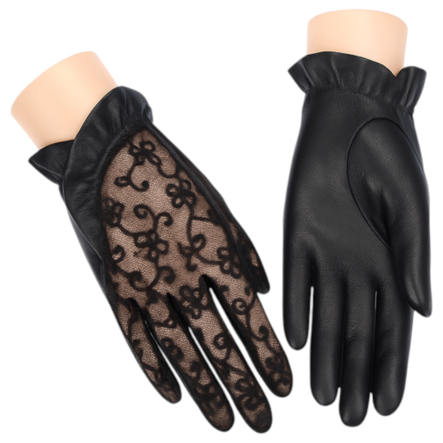 High Heel Jungle By Kathryn Eisman Women's Gigi Leather Lace Glove Black In Black