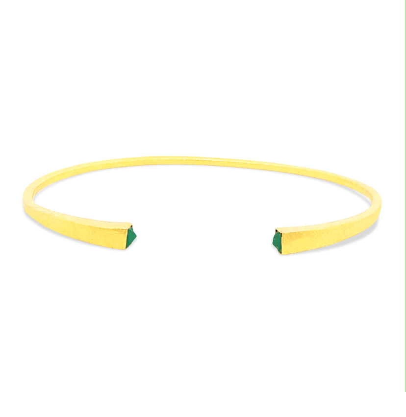 Gem Bazaar Jewellery Women's Gold / Green Grace Bangle With Green Onyx