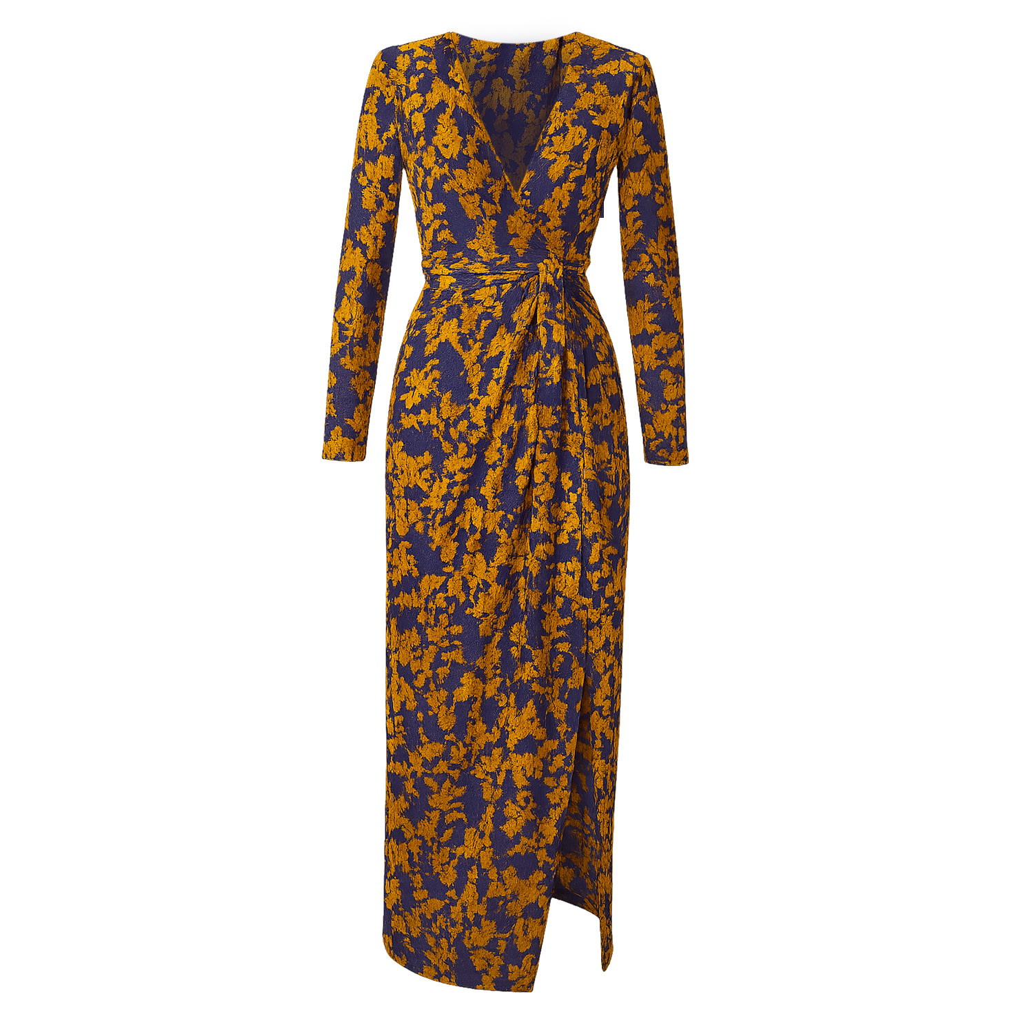 Yumi Women's Blue  Navy Velour Stretch Midi Dress With Long Sleeves In Blue