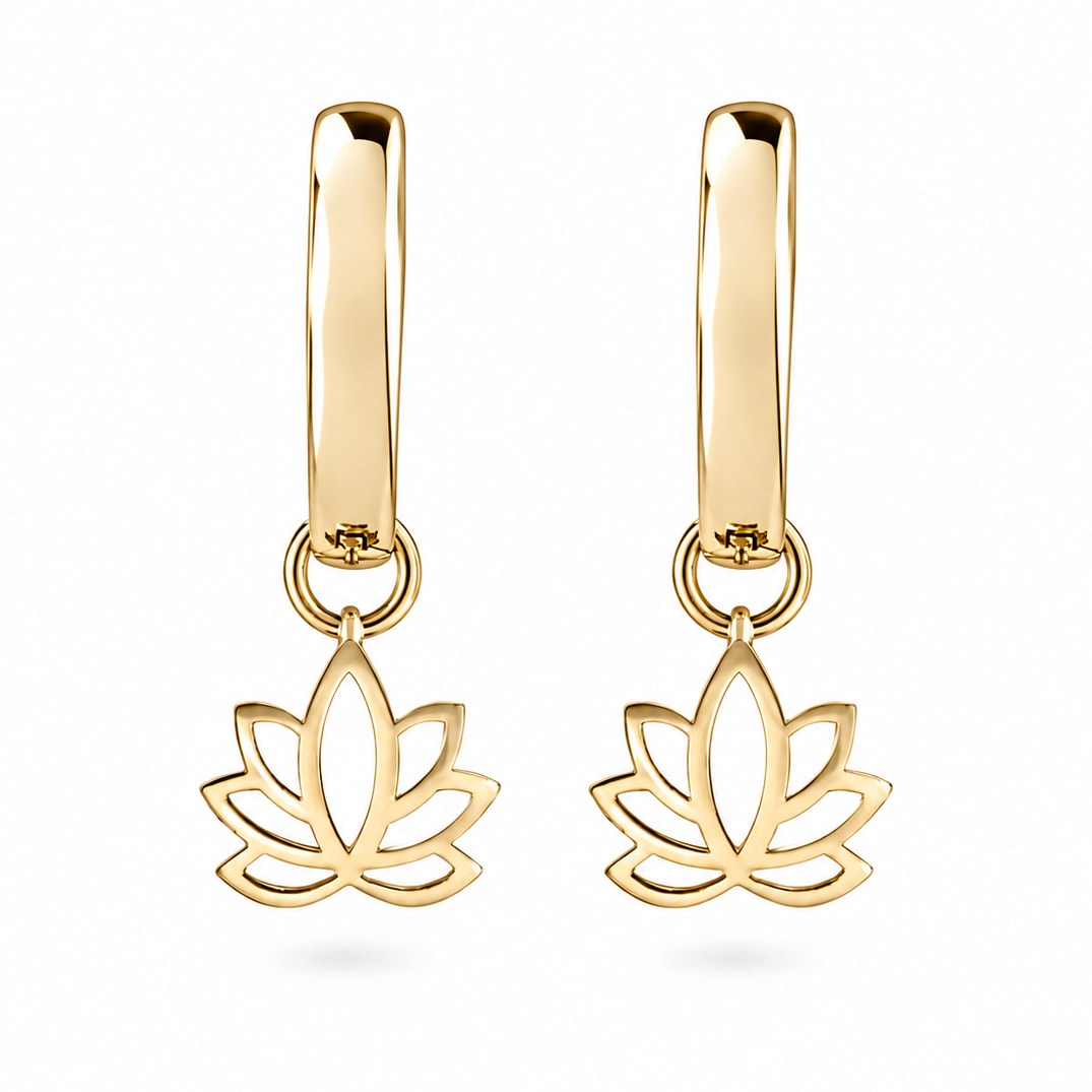 Zohreh Women's Lotus Flower Hoop Earrings 9k Gold