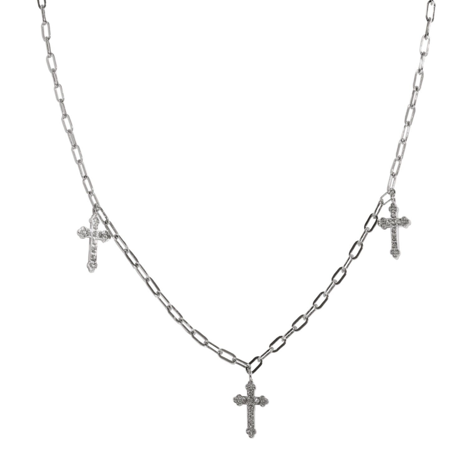 Drae Collection Women's Baroque Crosses Choker Silver In Silver