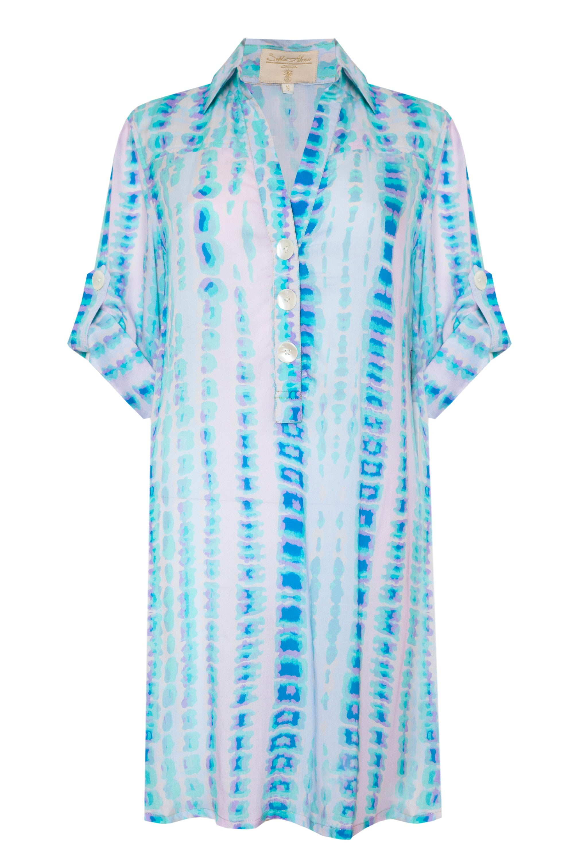 Women's Blue Caribbean Rain Beach Shirt | Extra Small | Sophia Alexia
