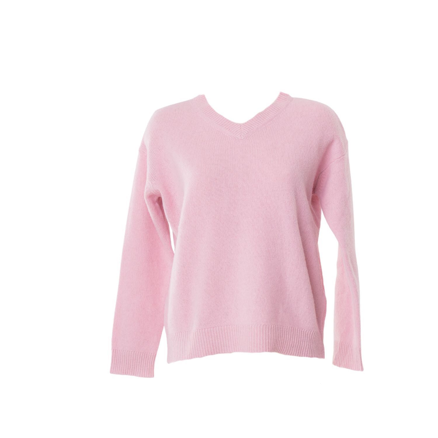 Altramoda Redressing The World Pink / Purple Women's V-neck Sweater In Wool And Cashmere In Pink In Pink/purple