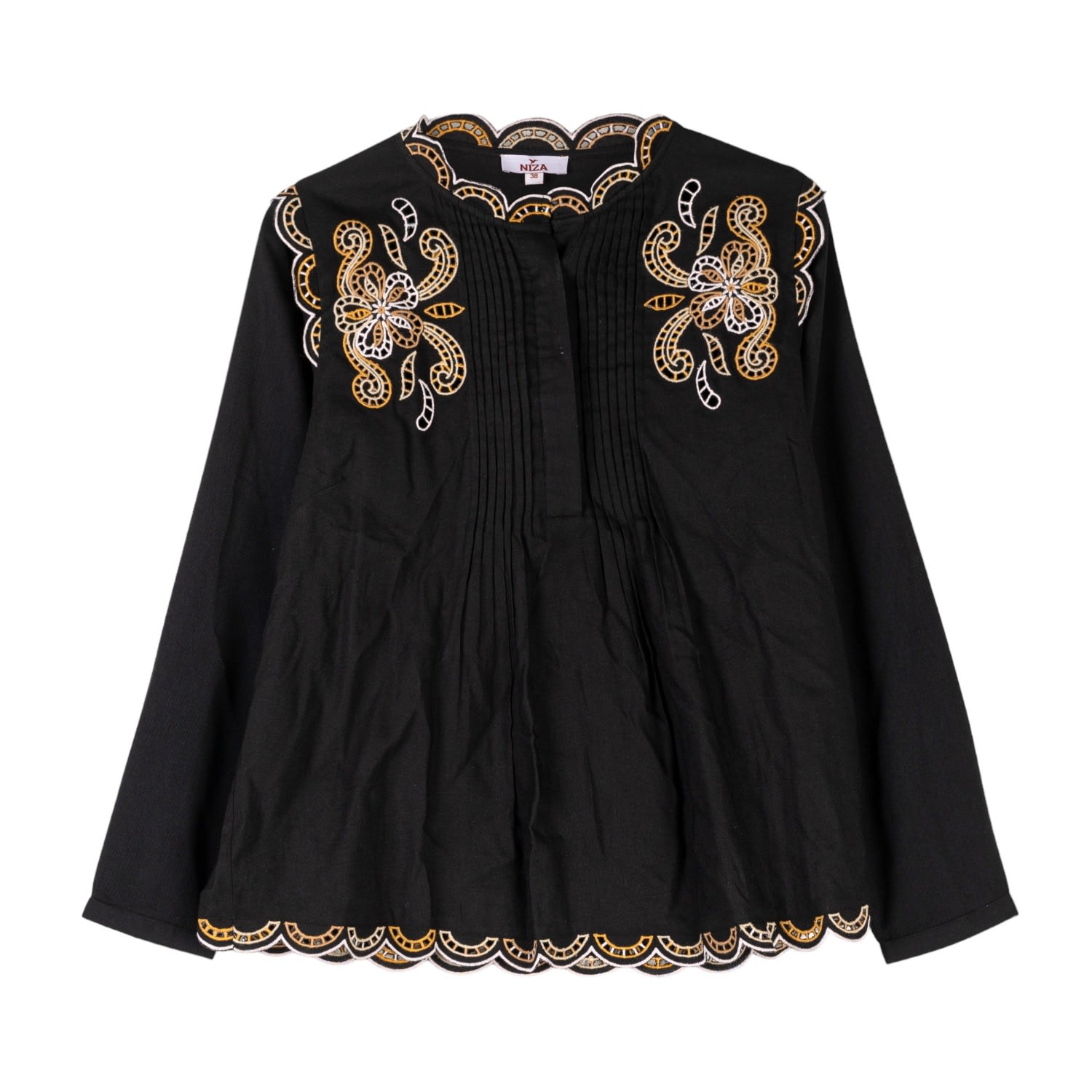 Niza Women's Black Embroidered Estela Blouse In Black