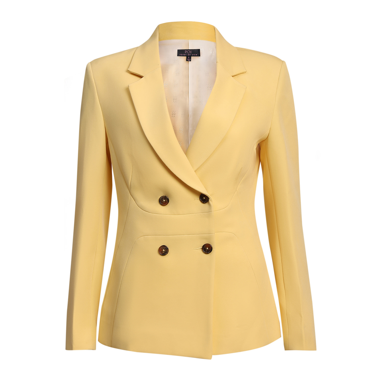 Point Of View Label Sage Double Breasted Jacket For Women - Yellow