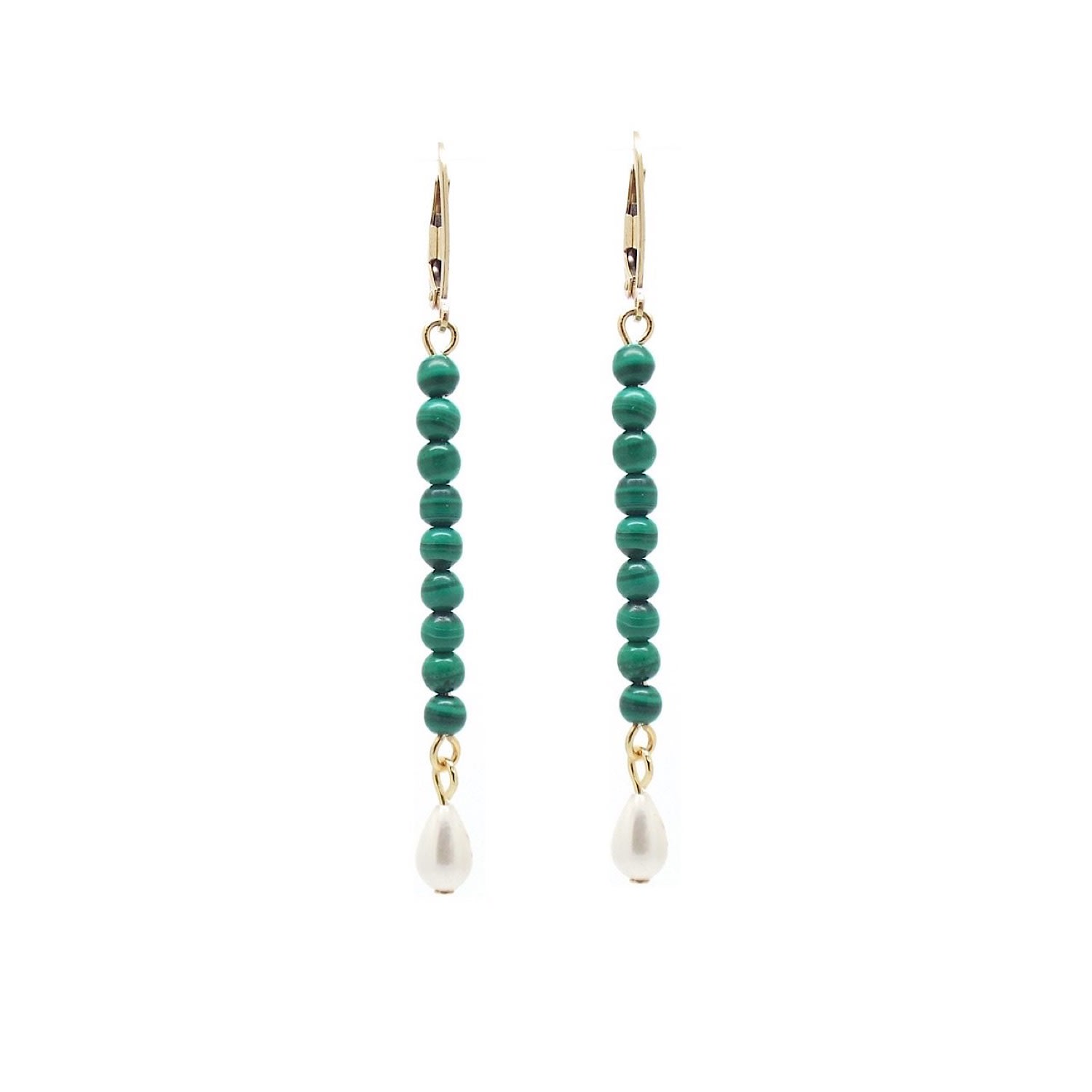 Women’s Gold / Green / White Penelope Malachite & Pearl Ithaca Earrings Salome