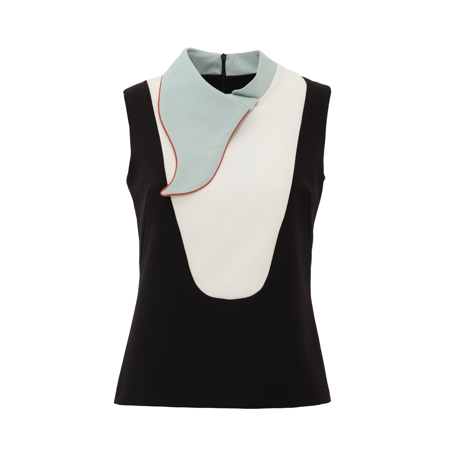 Julia Allert Women's Chic Formal Sleeveless Top With Unique Collar Light Blue