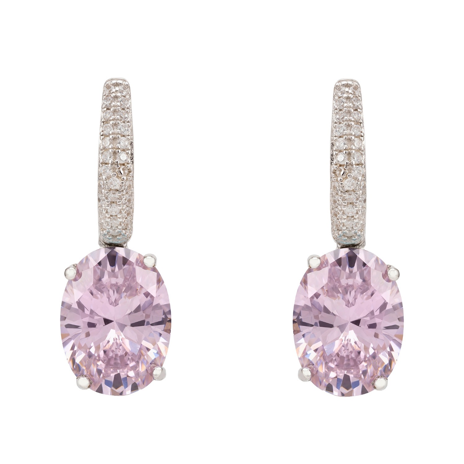 Women’s Pink / Purple / White Alexandra Oval Drop Earrings Silver Morganite Latelita