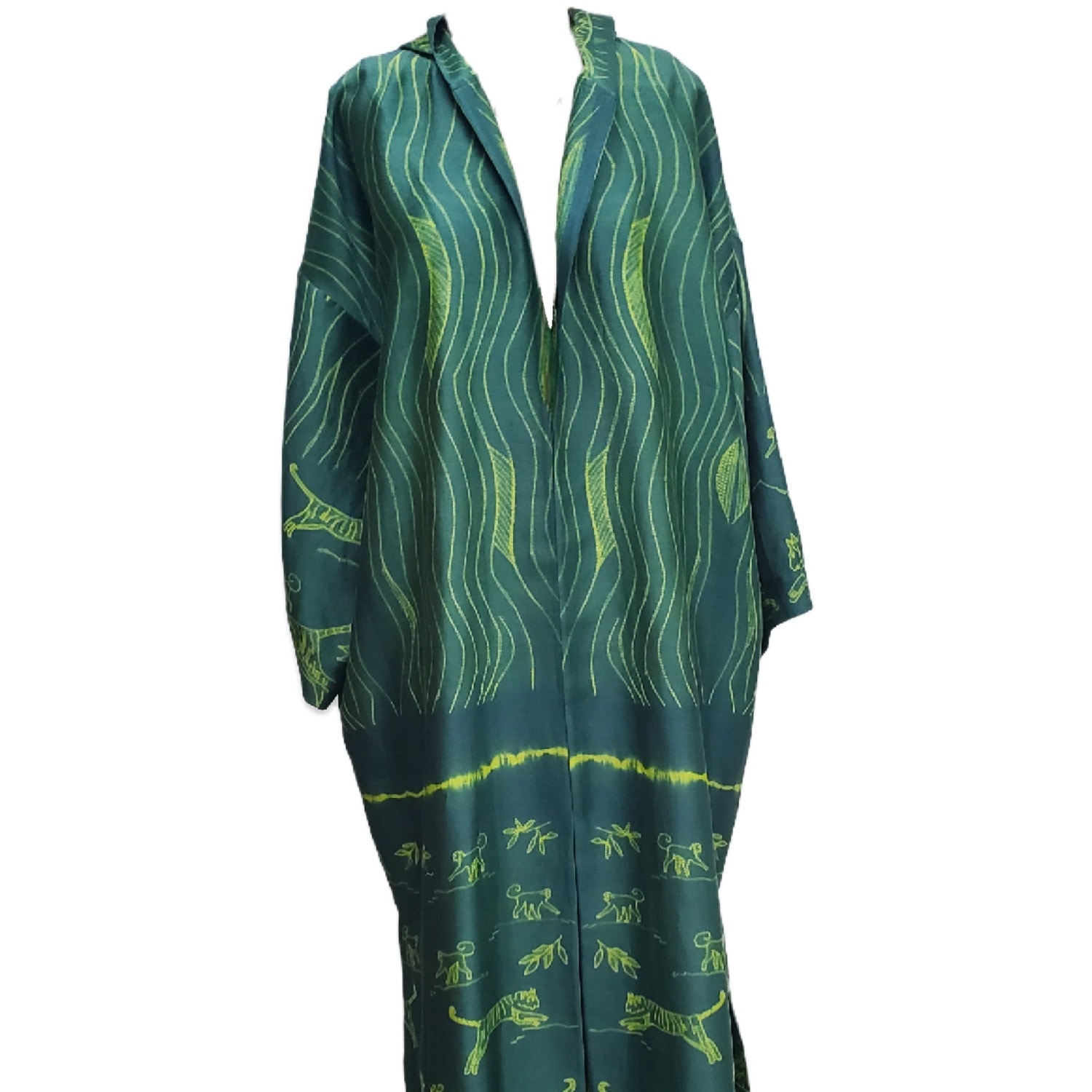 Tiger And The Monkey Women's Green / Yellow / Orange The Sasha Handloomed Cotton Shibori Coverup Duster Bambula In Green/yellow/orange