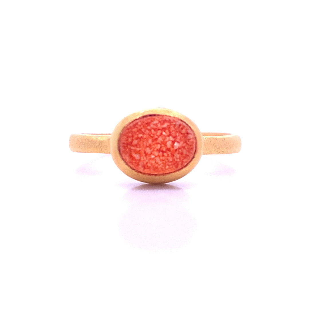 Gem Bazaar Jewellery Women's Balls Of Fire Stacking Ring In Orange Druzy In Orange