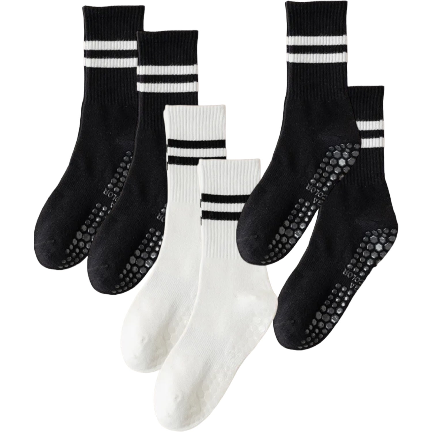 High Heel Jungle By Kathryn Eisman Women's Black / White Varsity Grip Socks 3 Pack - Black & White In Black
