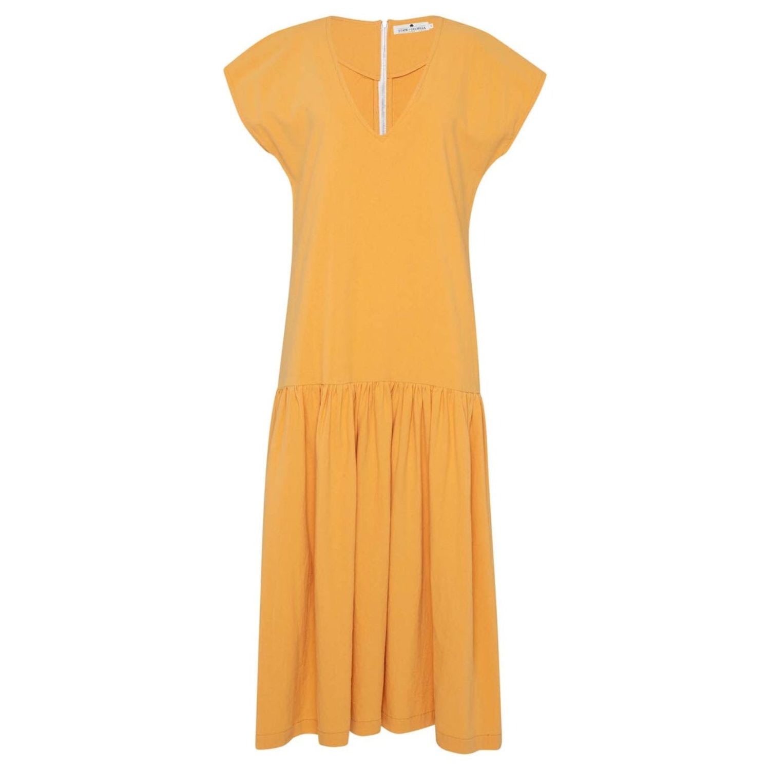 State Of Georgia Women's Yellow / Orange The Lizzie Drop Waist Dress Tan In Yellow/orange