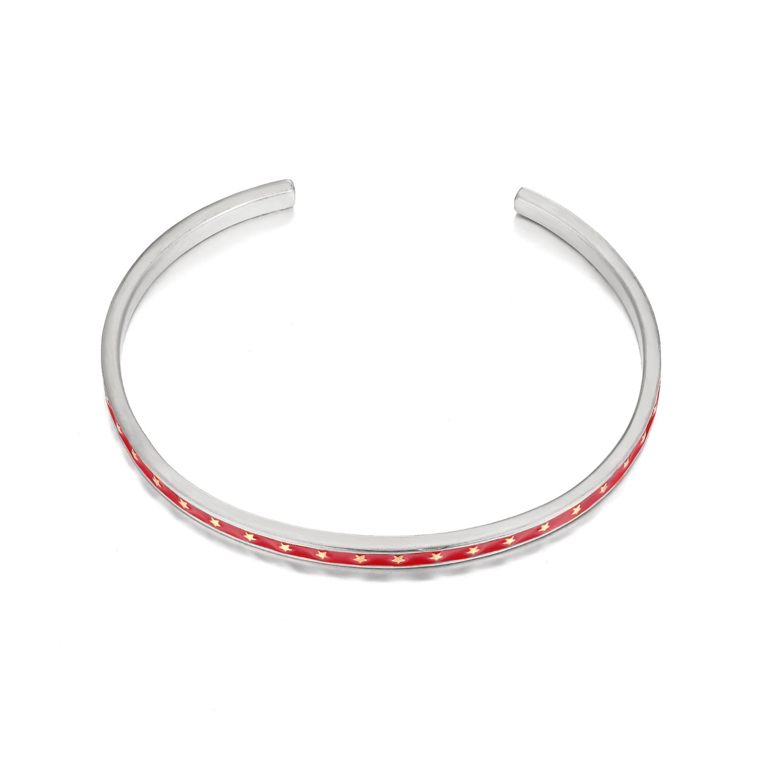 Women’s Ecoated Sterling Silver Red Enamel Cuff Bangle Seol + Gold