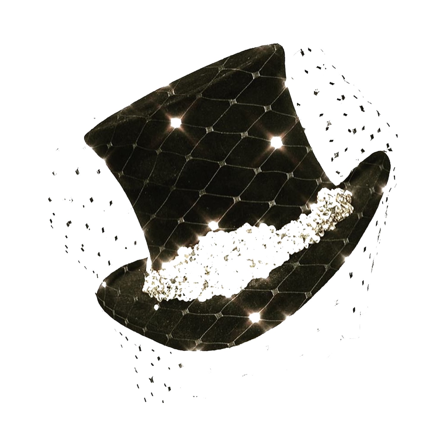 Women's Black / White / Silver Mitzi | Black Hand-Blocked Top Hat With Crystal Band & Jewelled Veil | One Size | Victoria Grant