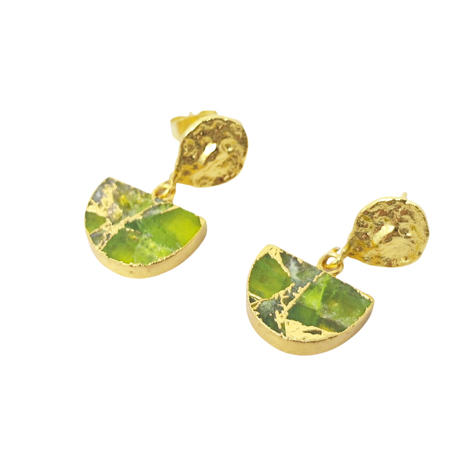 Women’s Gold / Green Hammered Green Peridot August Birthstone Earrings Harfi