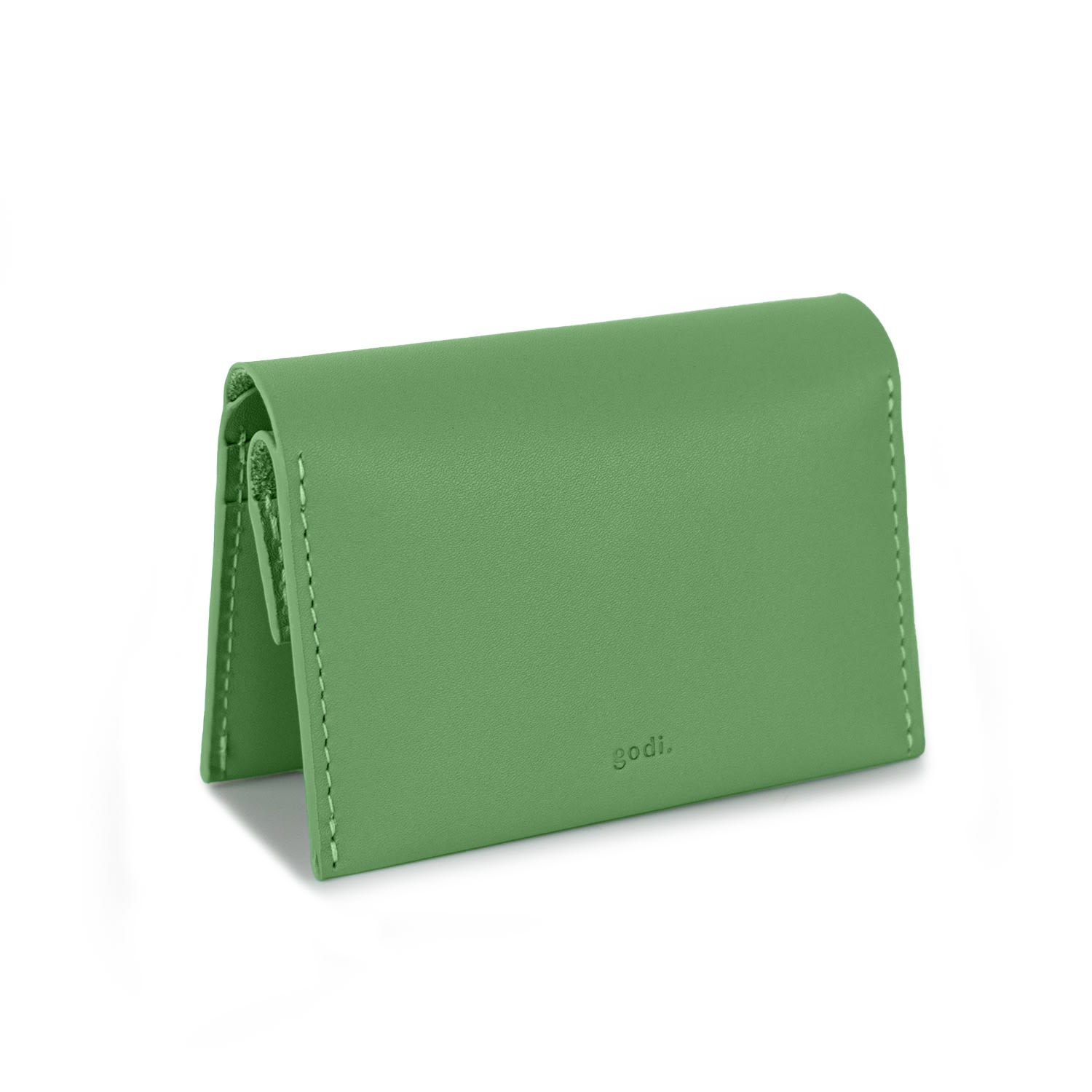 Godi. Women's Handmade Leather Coin & Card Wallet - Sea Green In Green