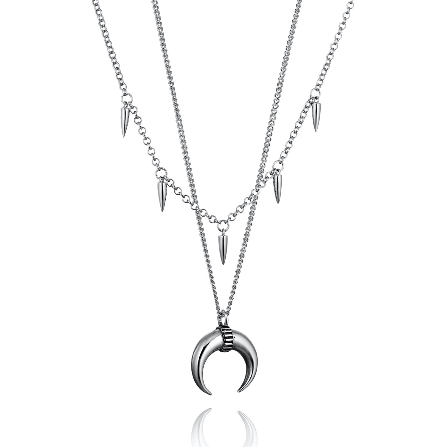 Women’s Silver Soho Curved Talon Pendant & Spike Necklace Set Steff Jewellery