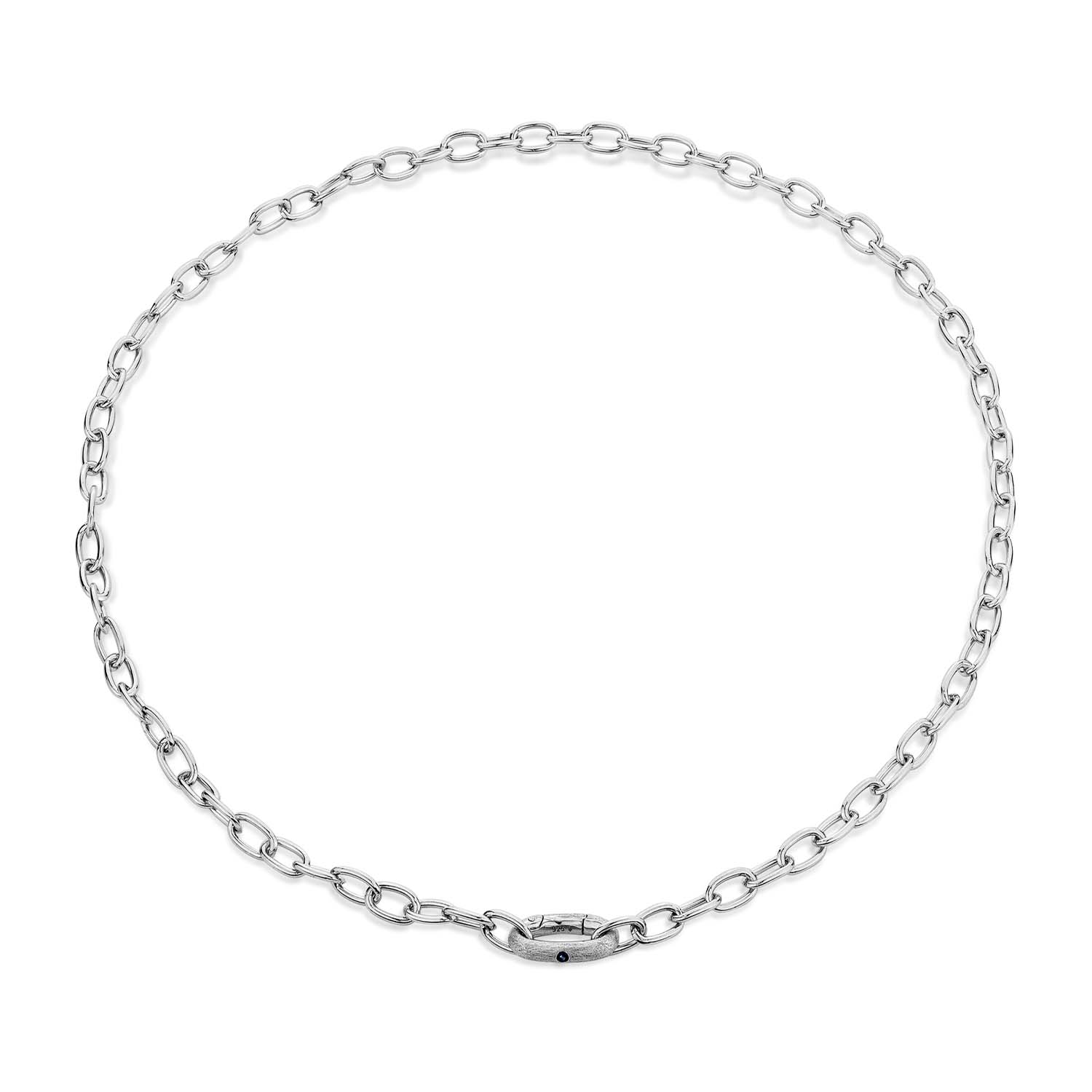 Sally Skoufis Men's Silver / Blue Shadow Chain Necklace With Natural Sapphire In Sterling Silver In Multi