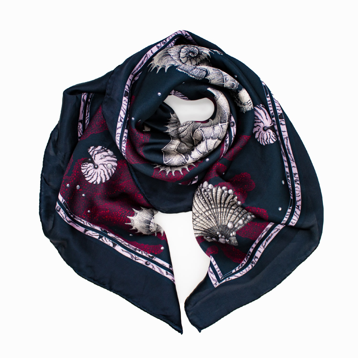 Women’s Neutrals / Black / Red Ocean Dive Silk Scarf Katchmagic London X Lamberty Munich