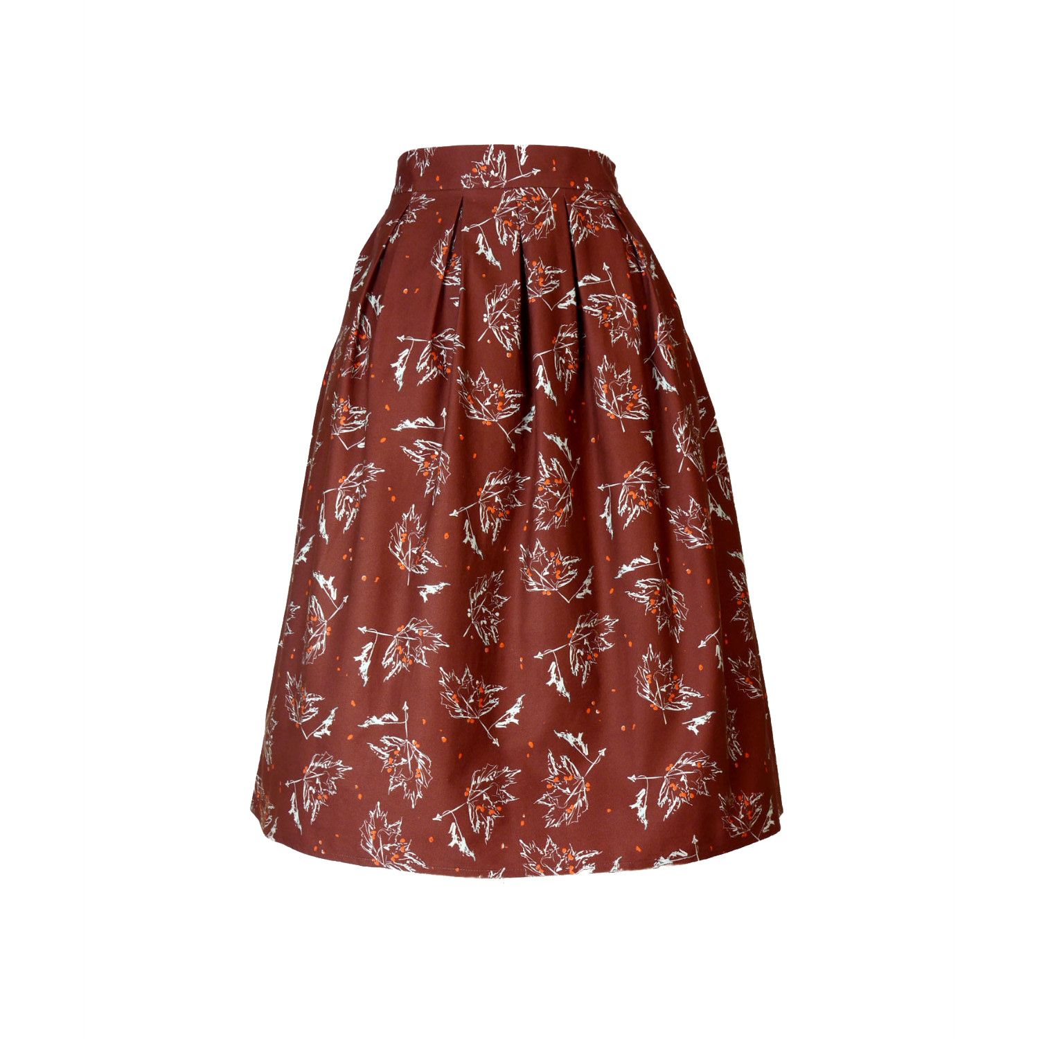 Women’s Brown / Red Ada - Chocolate Maple Leaf Skirt Medium Palava