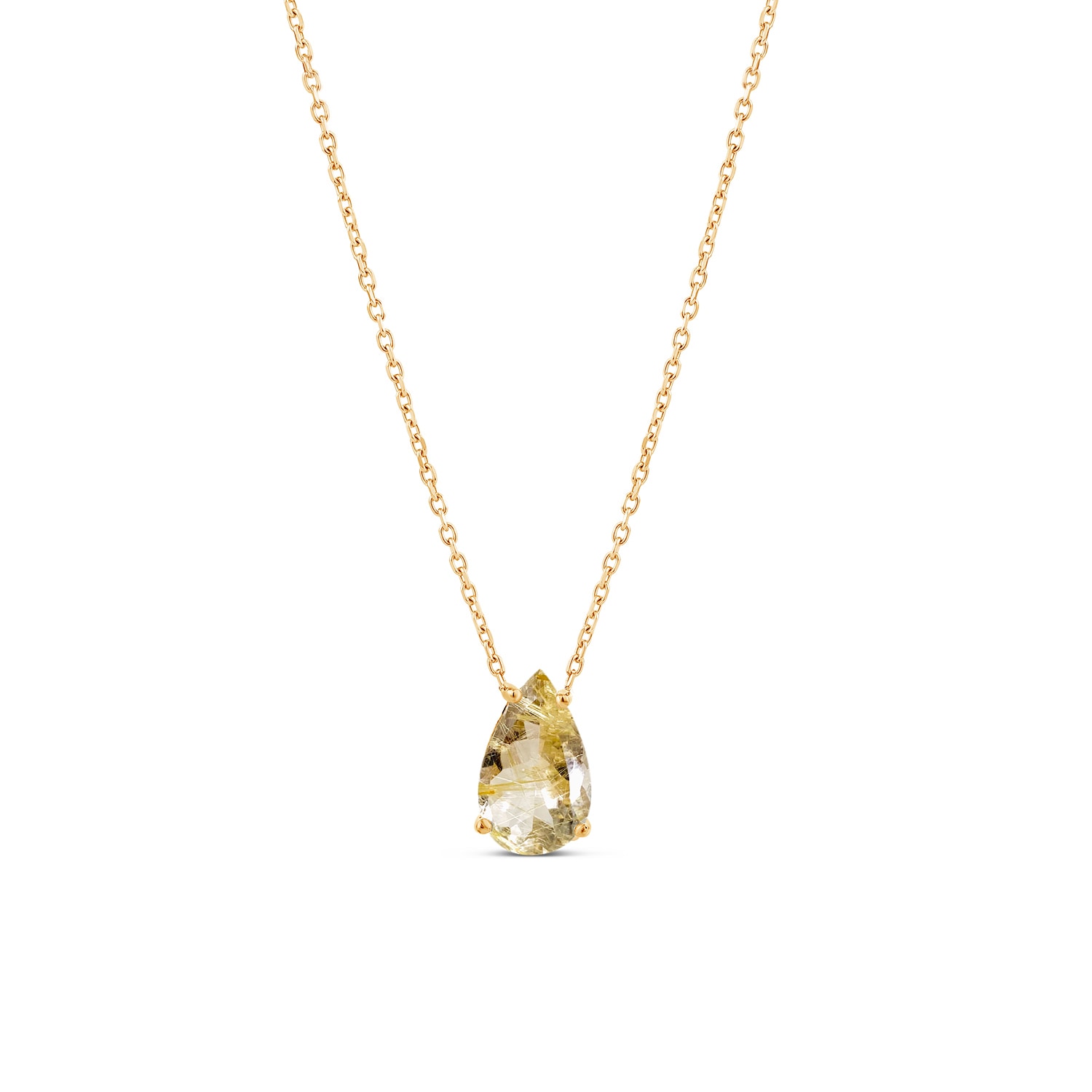 Sally Skoufis Women's Pure Droplet Necklace Grande With Gold Rutile In18k Gold Vermeil In Gold