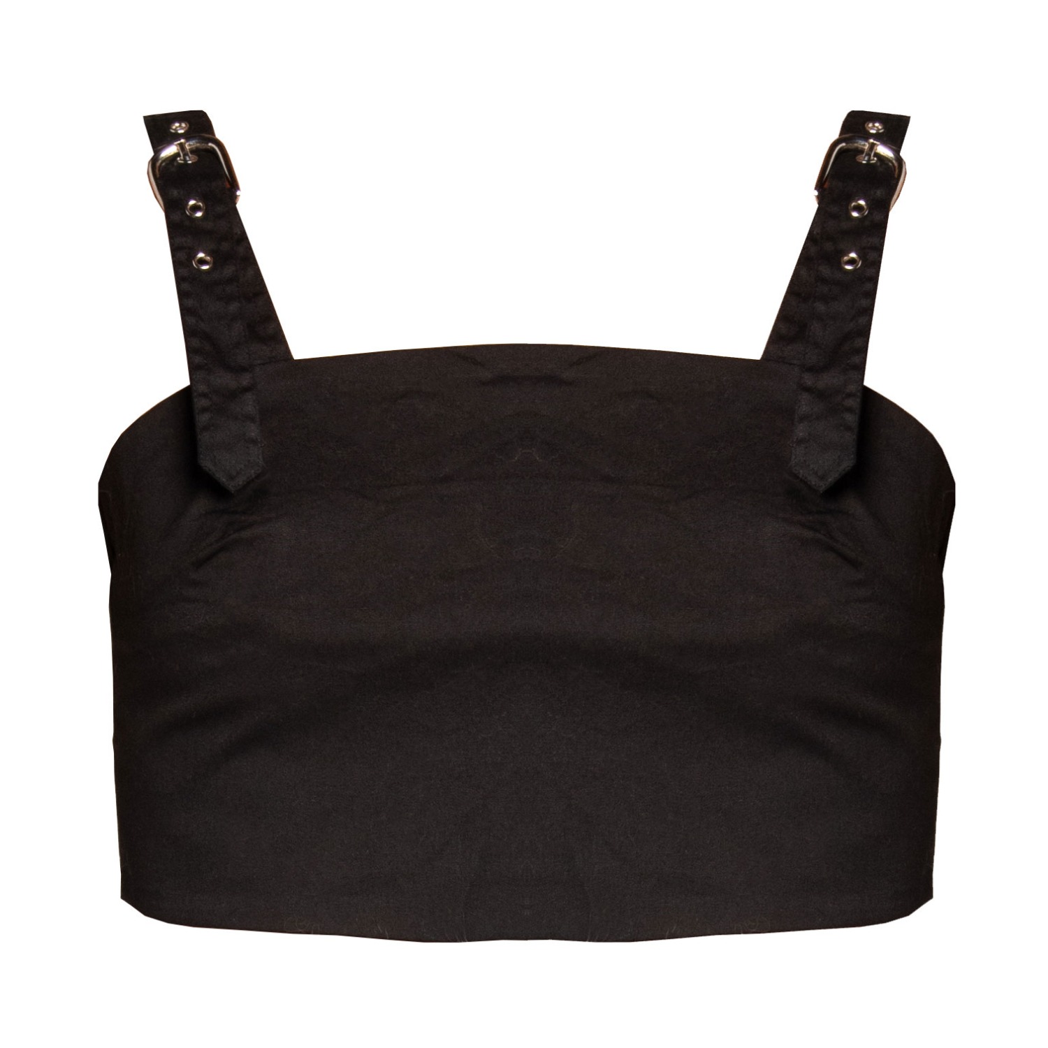 Ettie Women's Black Buckle Strap Crop Top In Black