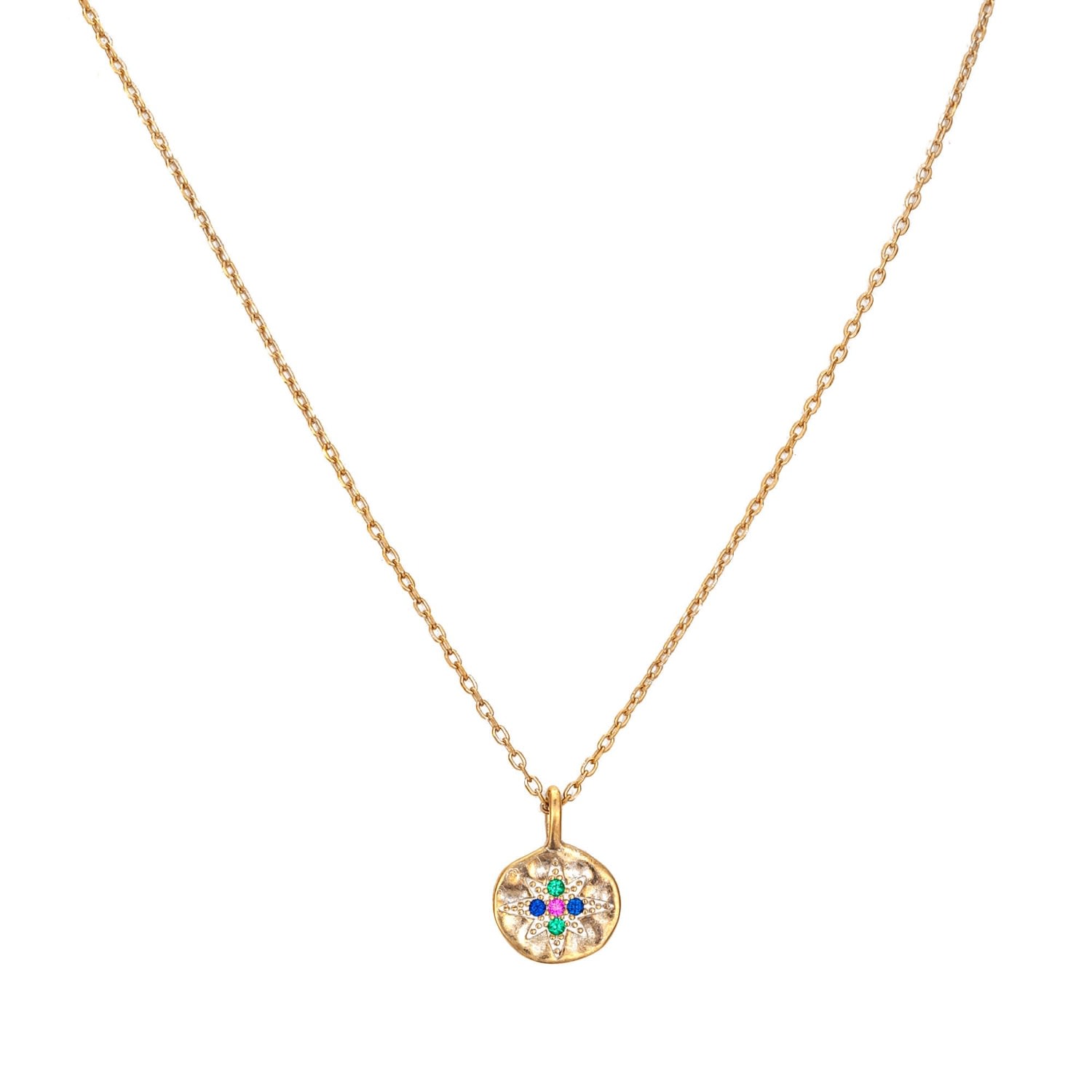 Women’s 22Ct Gold Vermeil Cz Star Medallion Necklace Seol + Gold