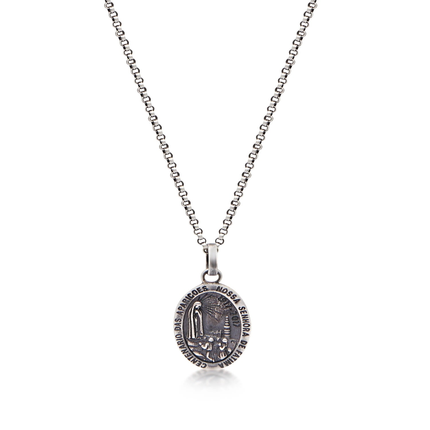 Men’s Silver Necklace With Lady Of Fatima Amulet Nialaya